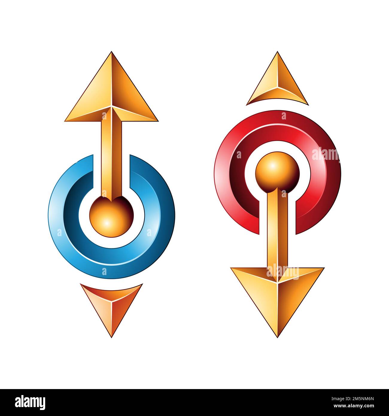 Illustration of Bold Embossed Glossy Arrows in Red and Yellow Colors ...