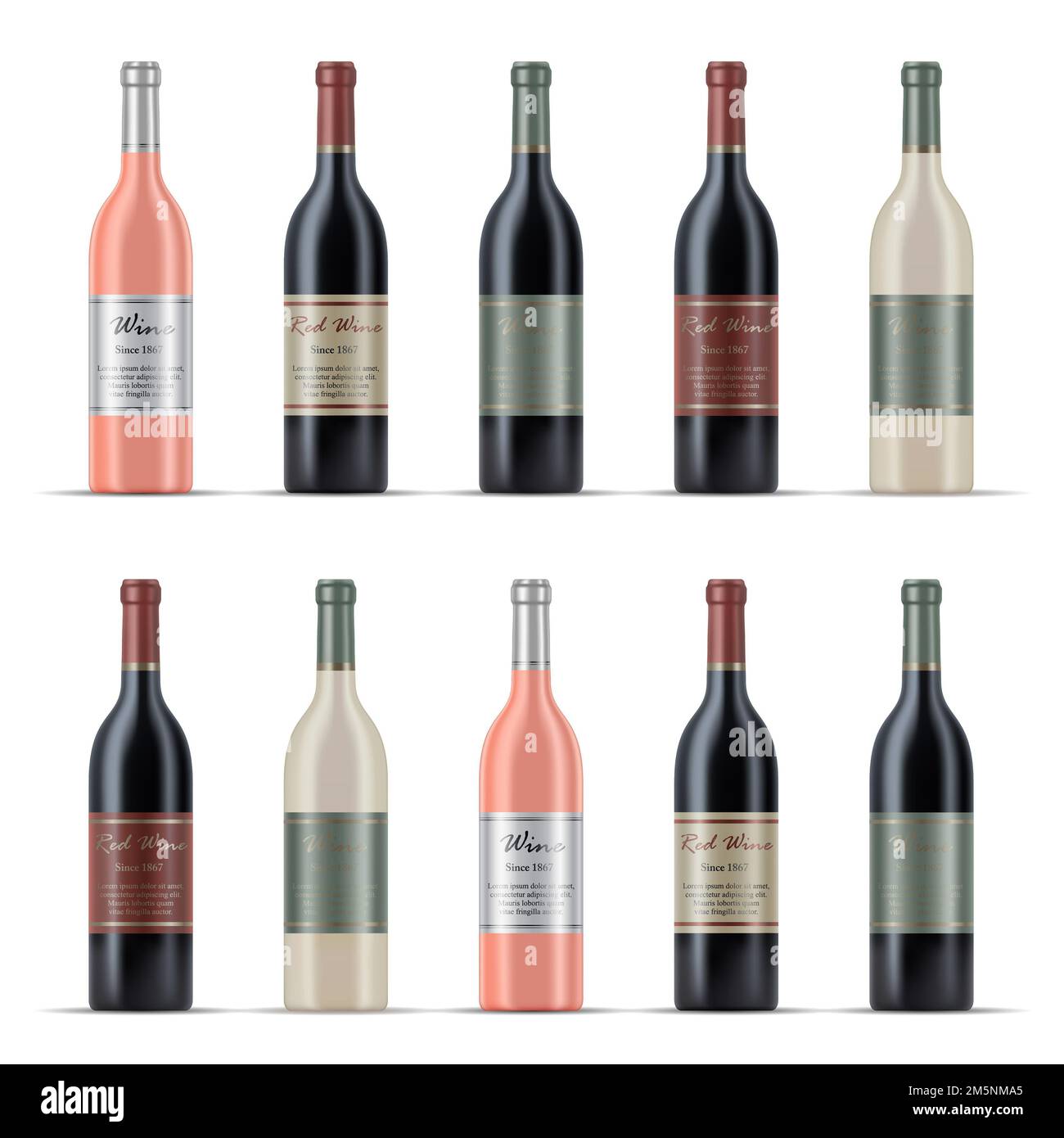 Illustration of Wine Bottles isolated on a White Background Stock Photo ...