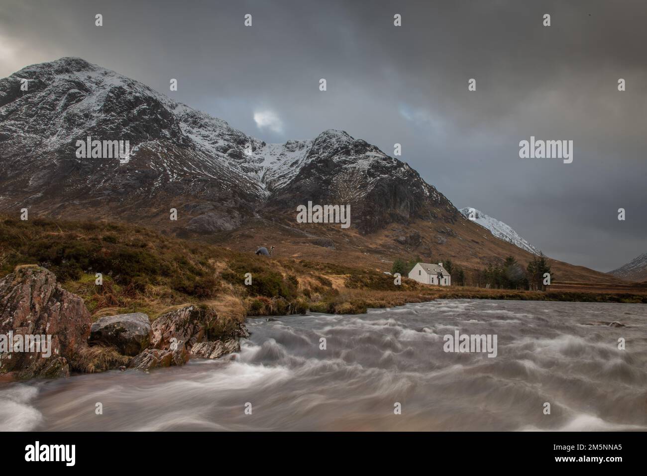 Glencoe in the Scottish Highlands. Rugged scenery and landscapes in the mountains near Loch Ness and Fort William. Stock Photo