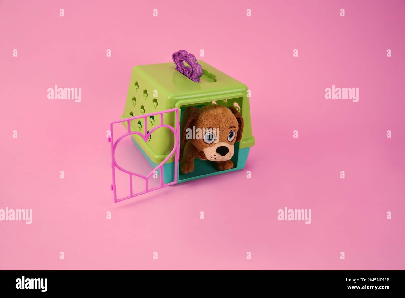 on the floor in the toy dog kennel Stock Photo Alamy
