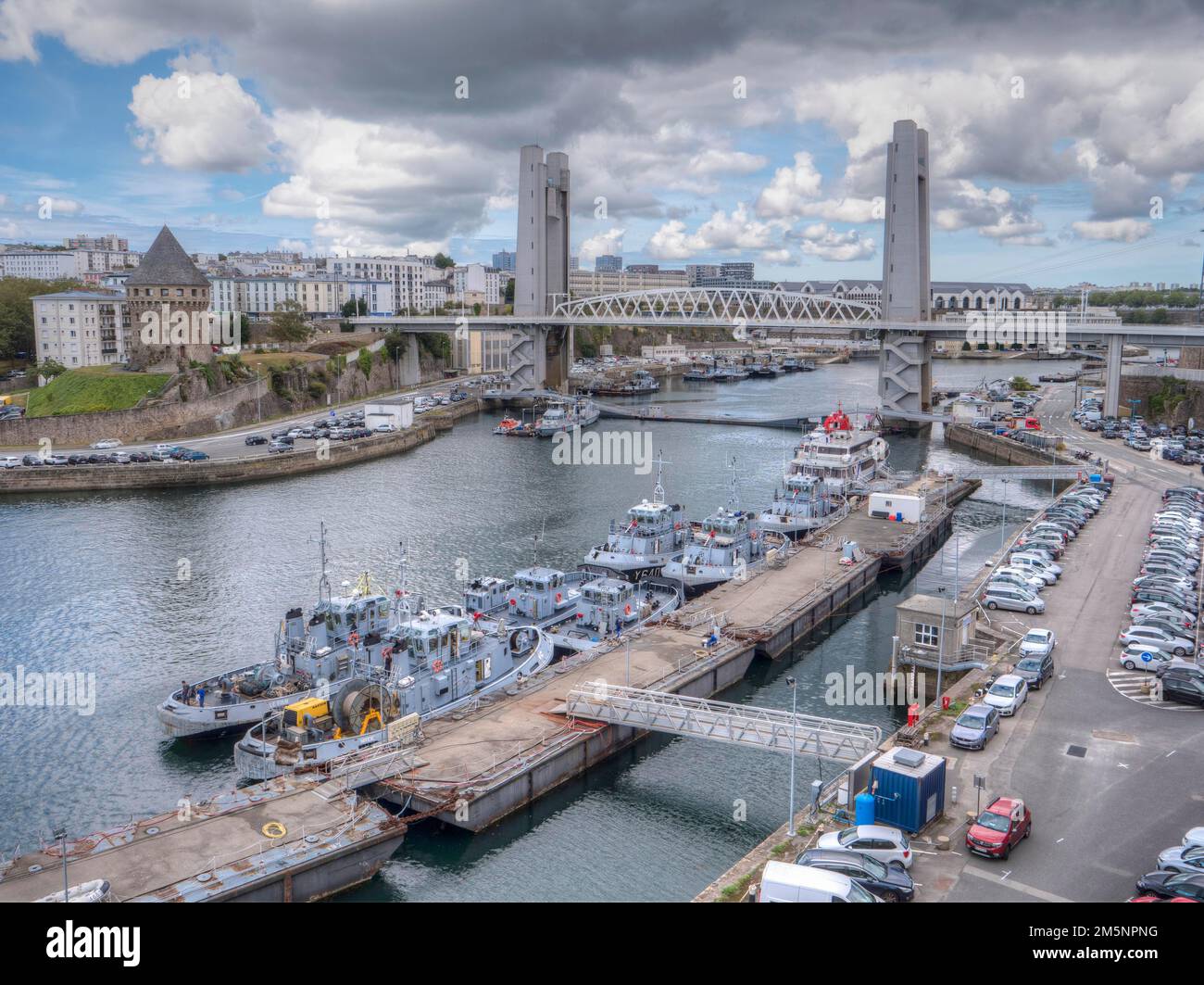 View Of The Bridge Pont De Recouvrance And The River Penfeld Grey 