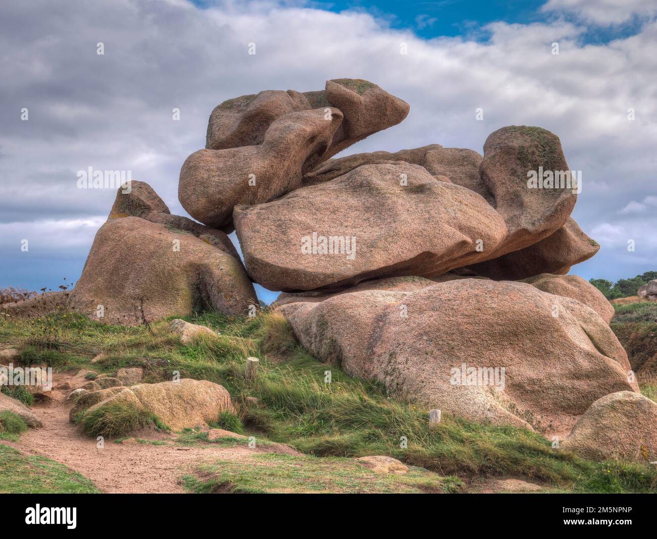 The Beautiful Pink Granite Rock Formations Of Cote Granit Rose, Saint ...