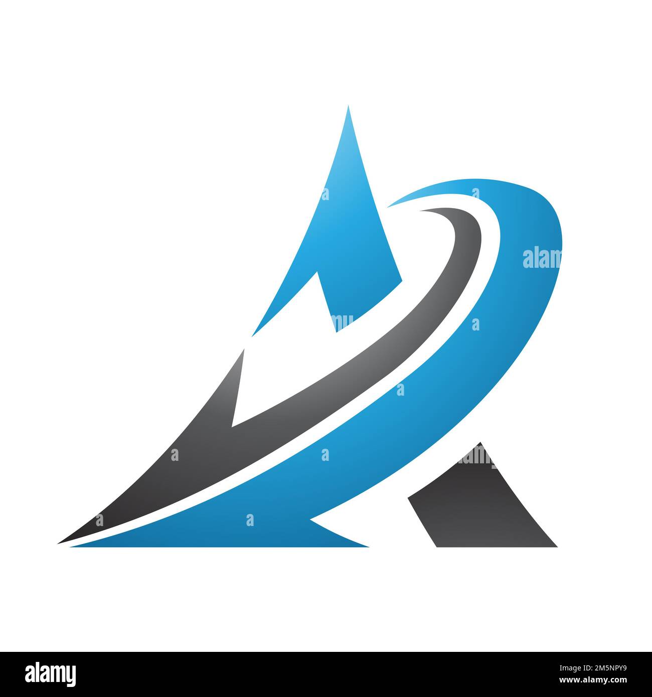 Illustration of Curved Blue and Black Triangle with an Arrow isolated ...