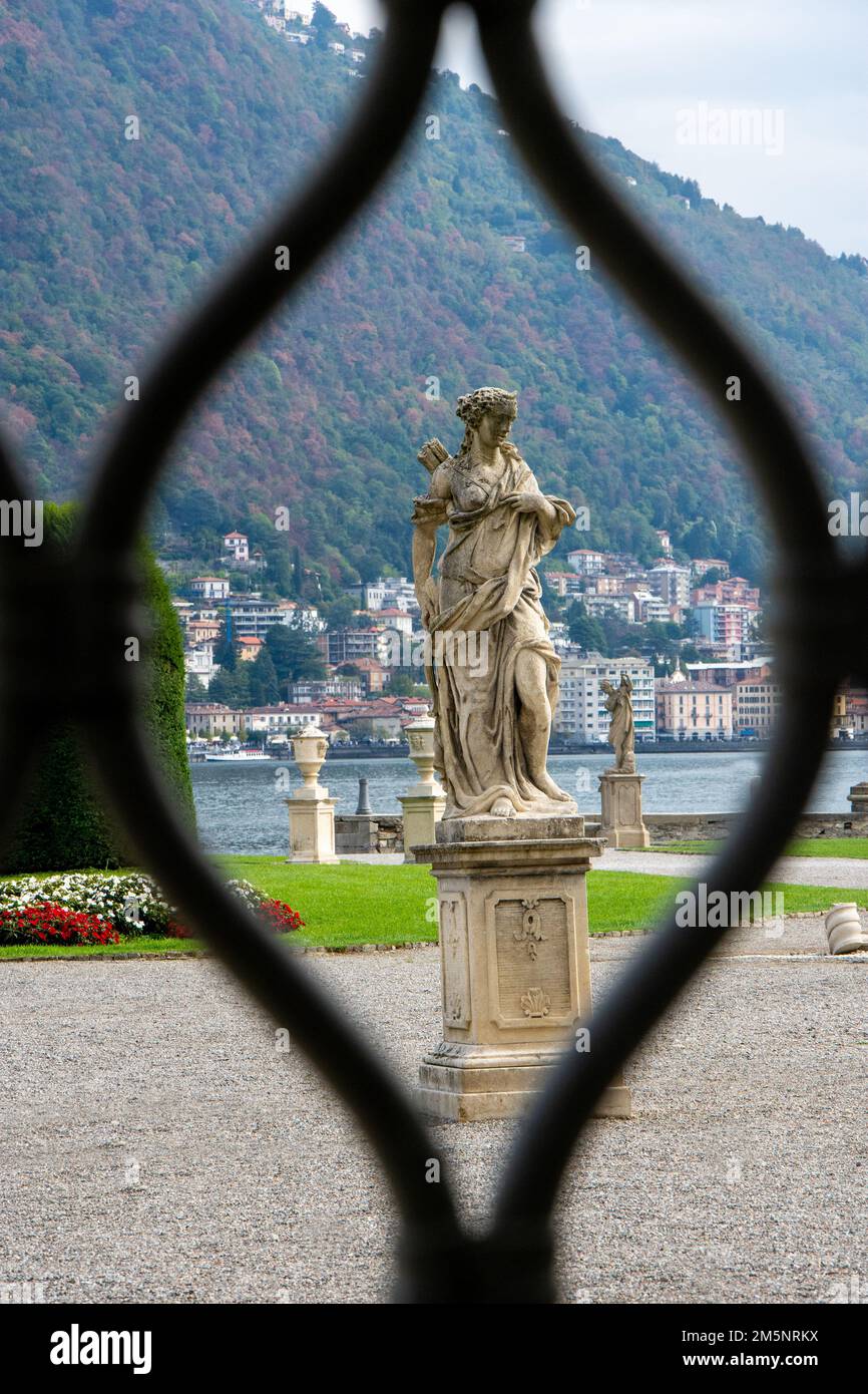 Stone statue at Villa Olmo, Lake Como, Italy Stock Photo