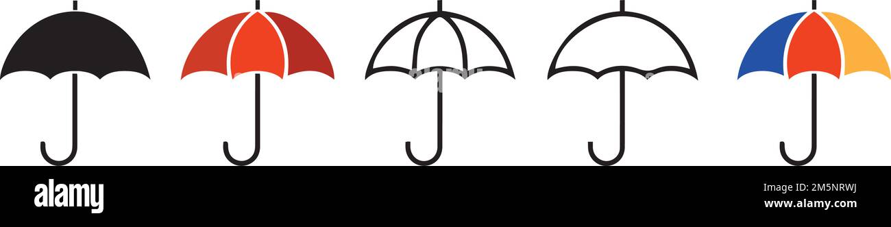 A vector set of different umbrellas on white background Stock Vector