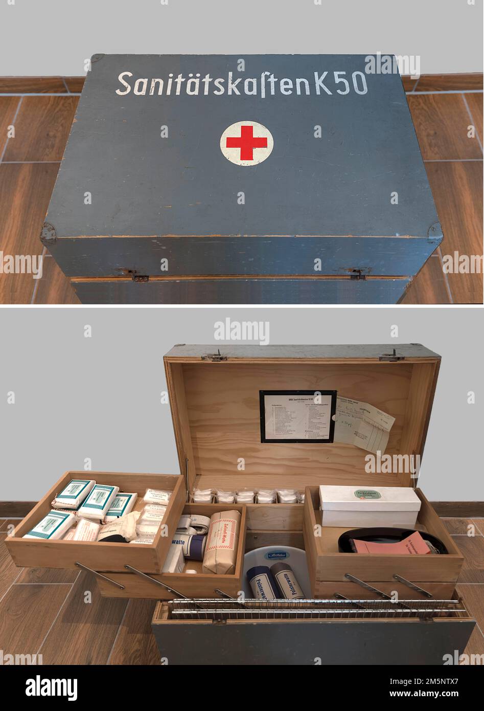 First aid case from 1961 by the DRK German Red Cross, Bavaria, Germany