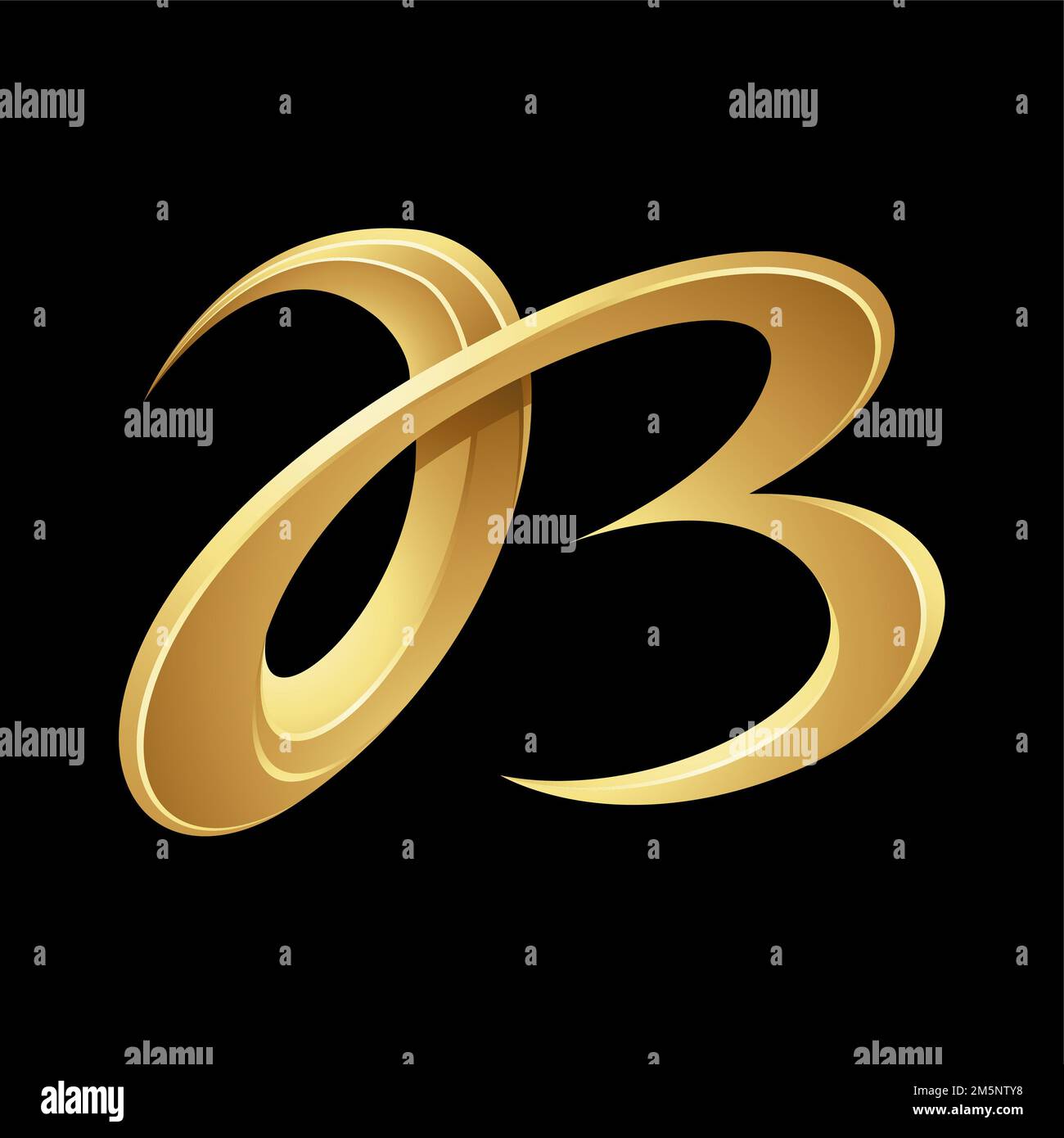 Golden Embossed Curvy Letter B on a Black Background Stock Photo - Alamy