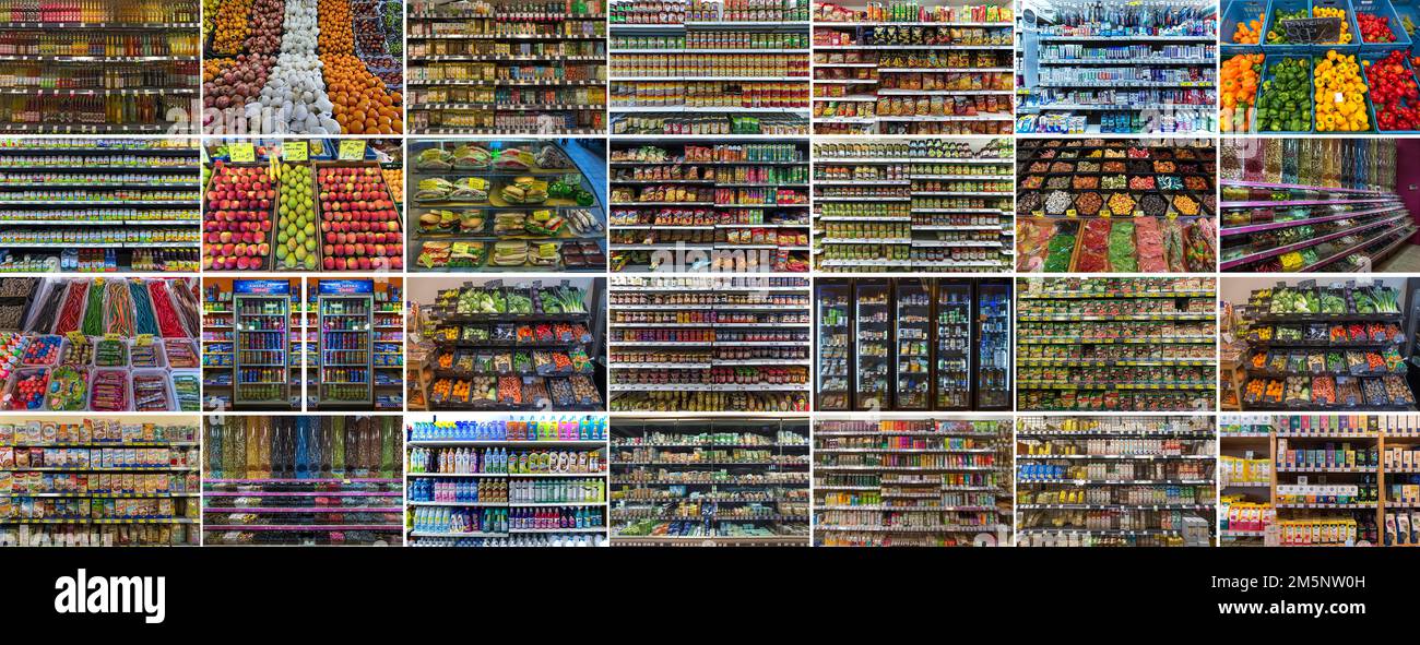 Compilation of supermarket shelves in Germany, Germany Stock Photo Alamy