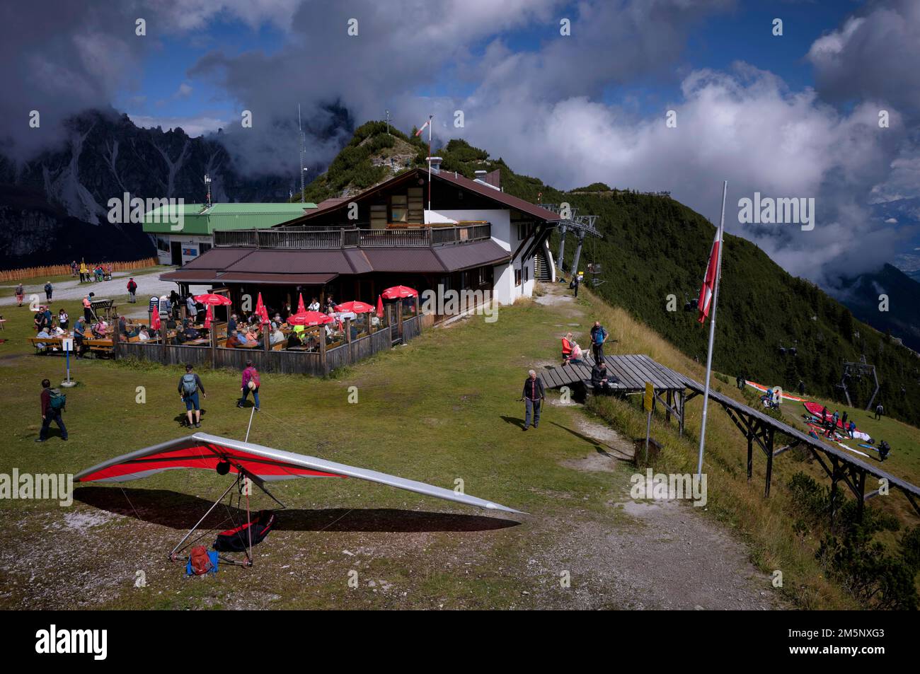 Hang glider, ramp, Panorama Restaurant Kreuzjoch, Schlick 2000, Fulpmes ...