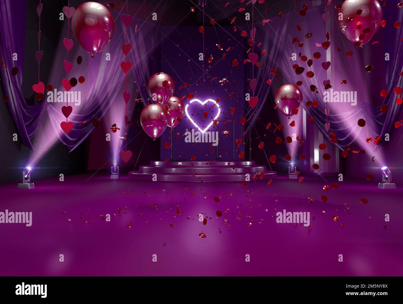 Aperturee Romantic Red Love Valentines Day Room Set Backdrop