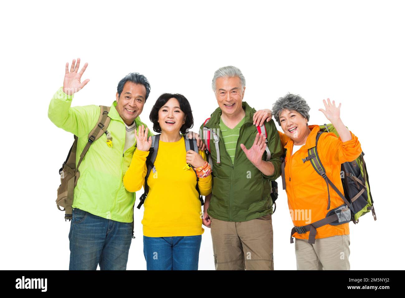 Happy smile to wave in the elderly Stock Photo