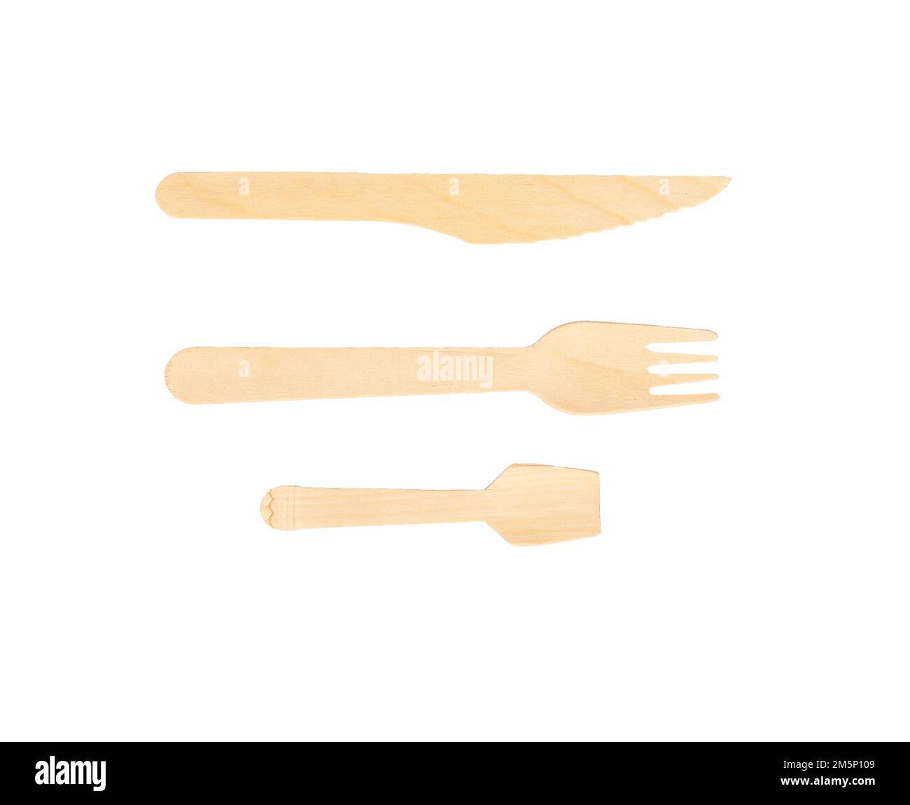 organic spoon, fork, knife made of wood isolated on white background ...