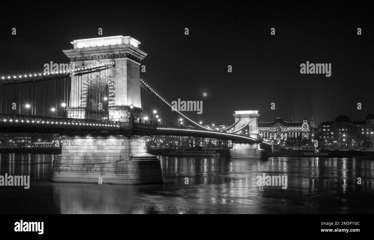 Chain bridge night view Black and White Stock Photos & Images Alamy