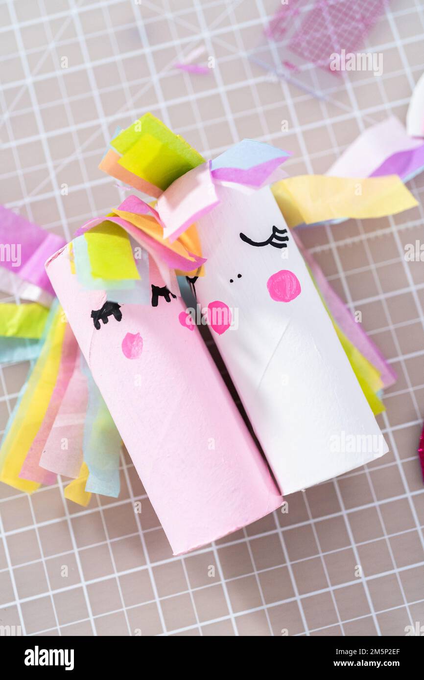 Toilet paper roll crafts unicorn Stock Photo Alamy