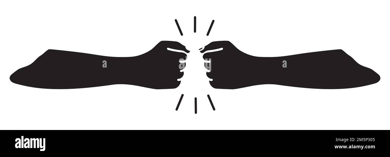 Fist bumping banner hand drawn black silhouette Stock Vector Image