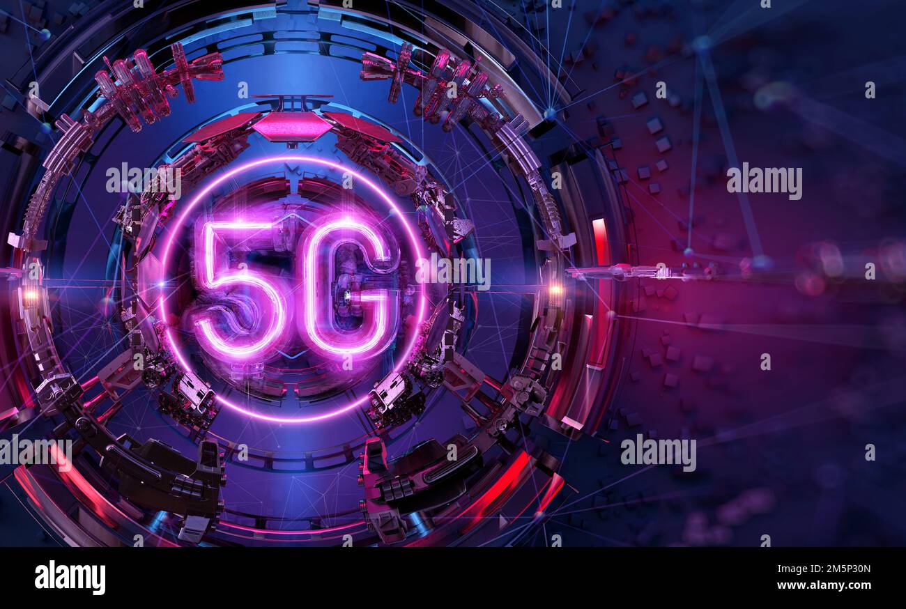 High speed wireless mobile 5G network promo design. New generation wifi