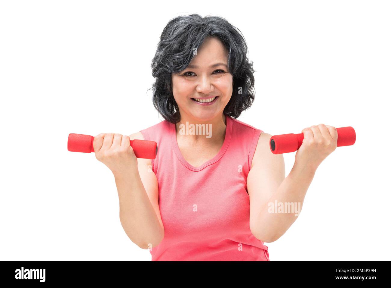 Dumbbell in old people Stock Photo