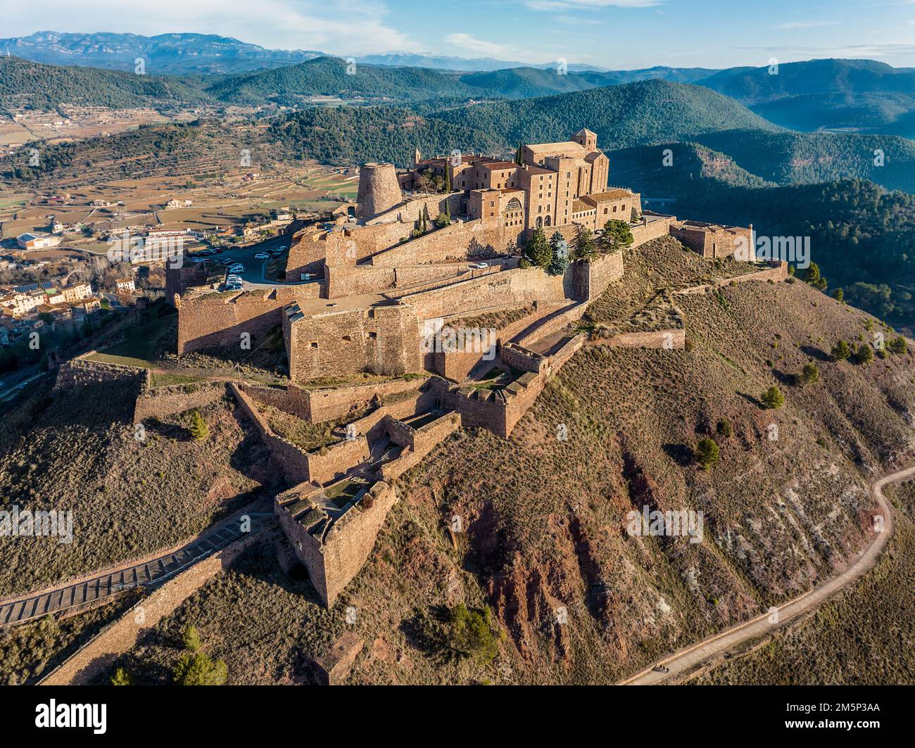 Cardona castle is a famous medieval castle in Catalonia. side view Stock Photo
