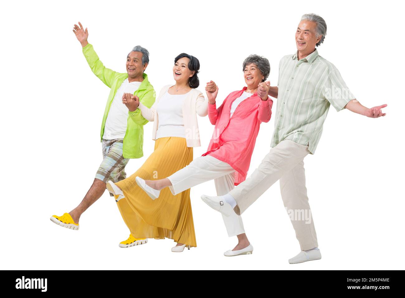 Happiness of the elderly in hand for a walk Stock Photo