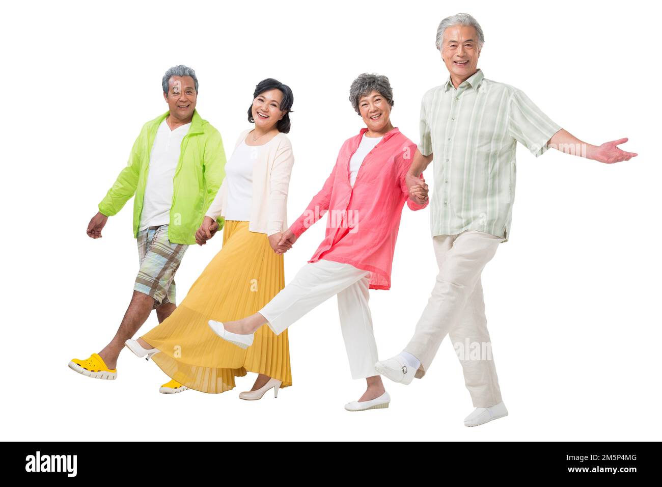 Happiness of the elderly in hand for a walk Stock Photo