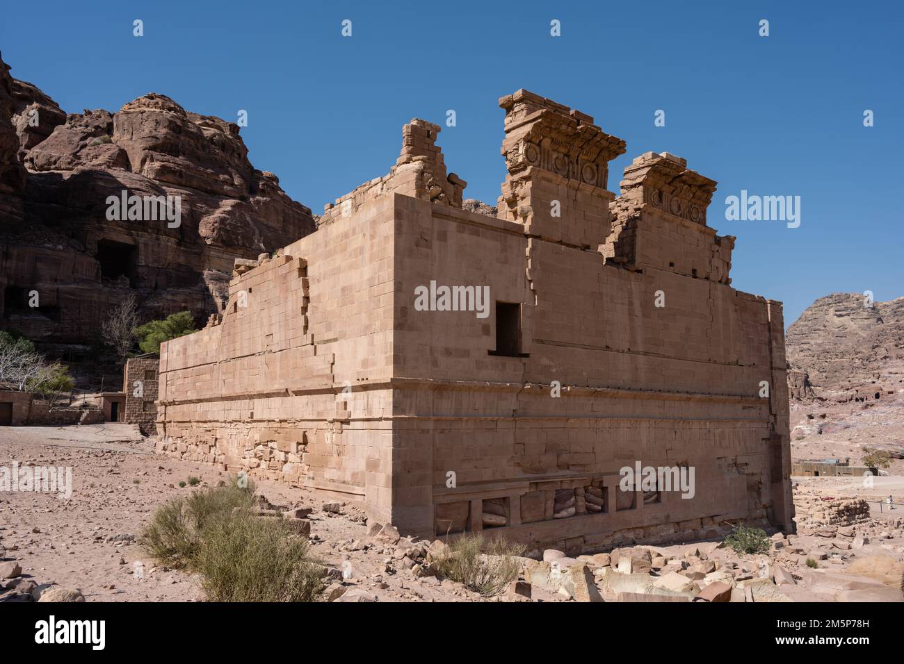 Qasr al Bint Firaun or Palace of the Pharaohs Daughter in Petra, Jordan, a Nabataean Temple Stock Photo
