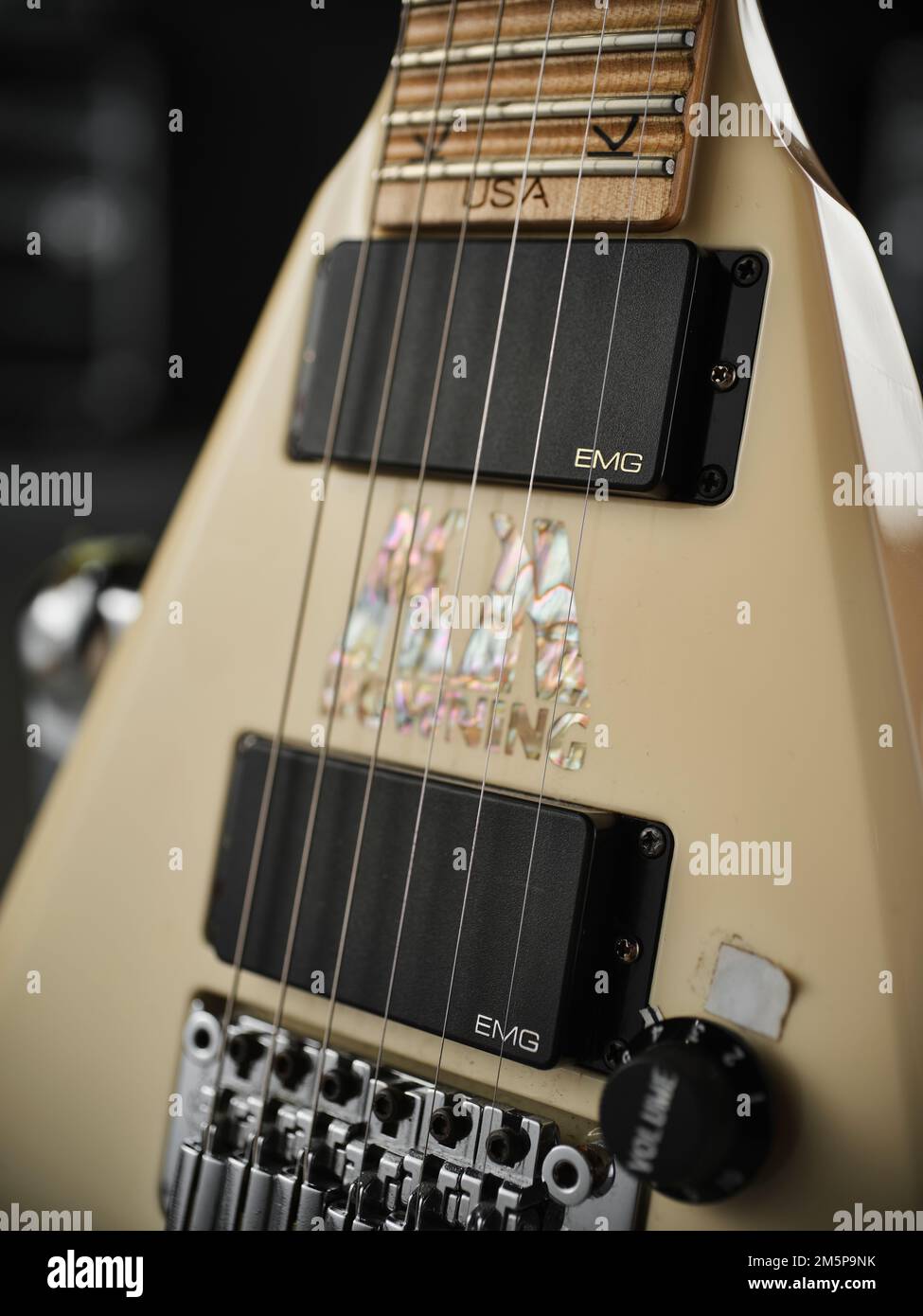 K.K. Downing's signature guitar, photographed at KK's Steel Mill