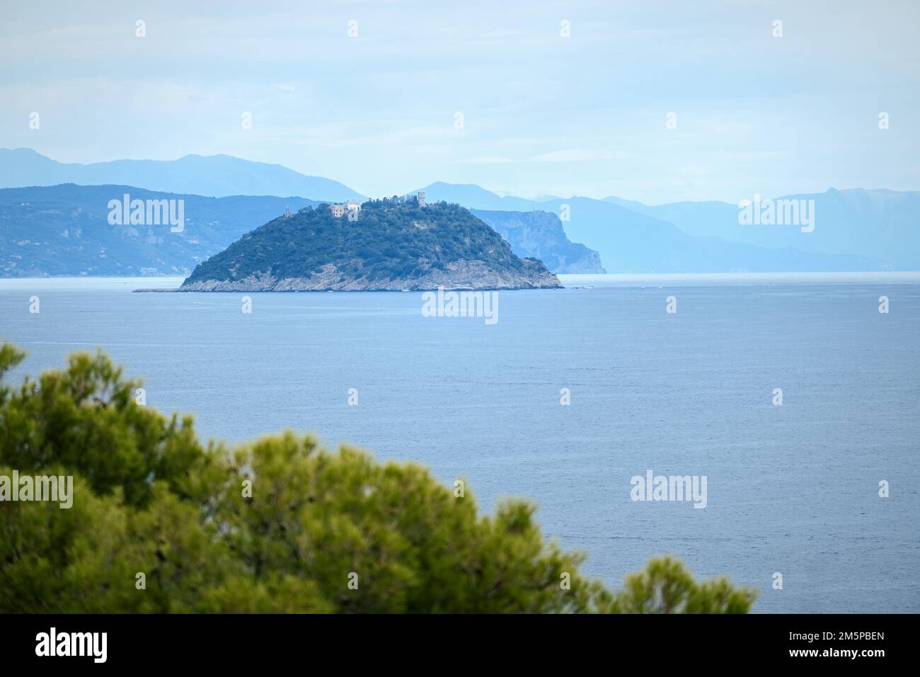 View of the Italian Riviera island on a summer day. Italian Riviera, Liguria, Italy Stock Photo