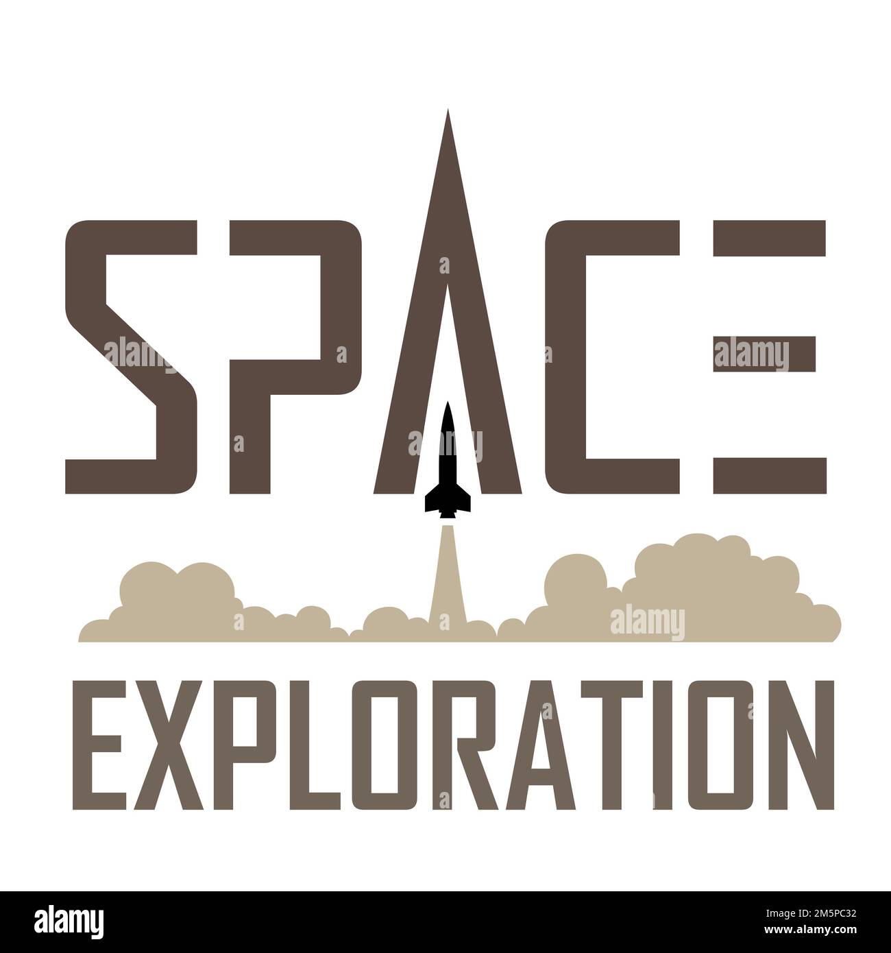Illustration of Space Exploration Logo with Brown Text Stock Photo - Alamy