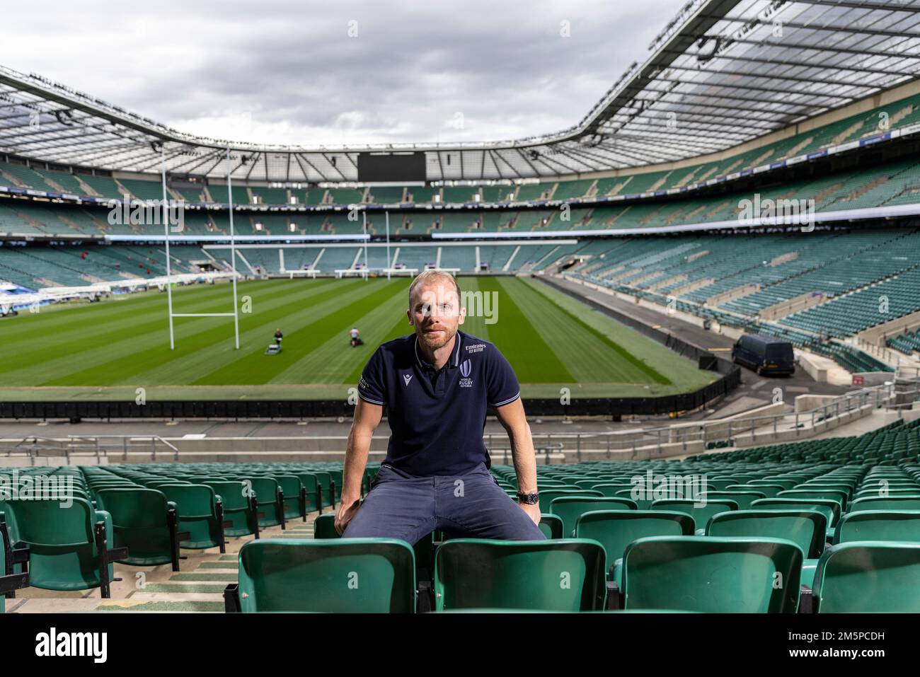 Wayne Barnes, photographed at Twickenham, English international rugby union referee and barrister. He is a regular referee in the English Premiership. Stock Photo