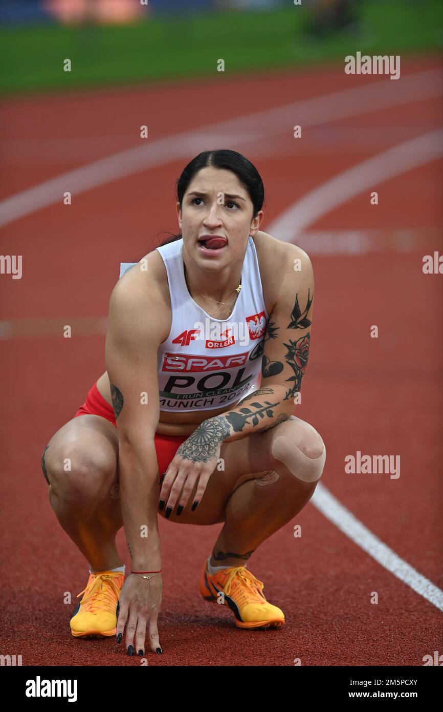 Polish team women 4x100 meters in the semifinal,Ewa Swoboda Stock Photo
