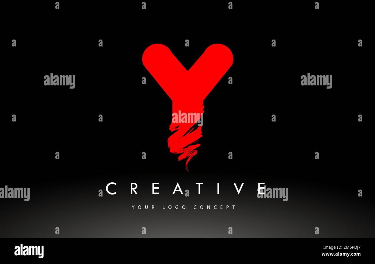 Y Brushed Letter Logo. Red  Brush Letters design with Artistic Brush stroke design. Stock Vector