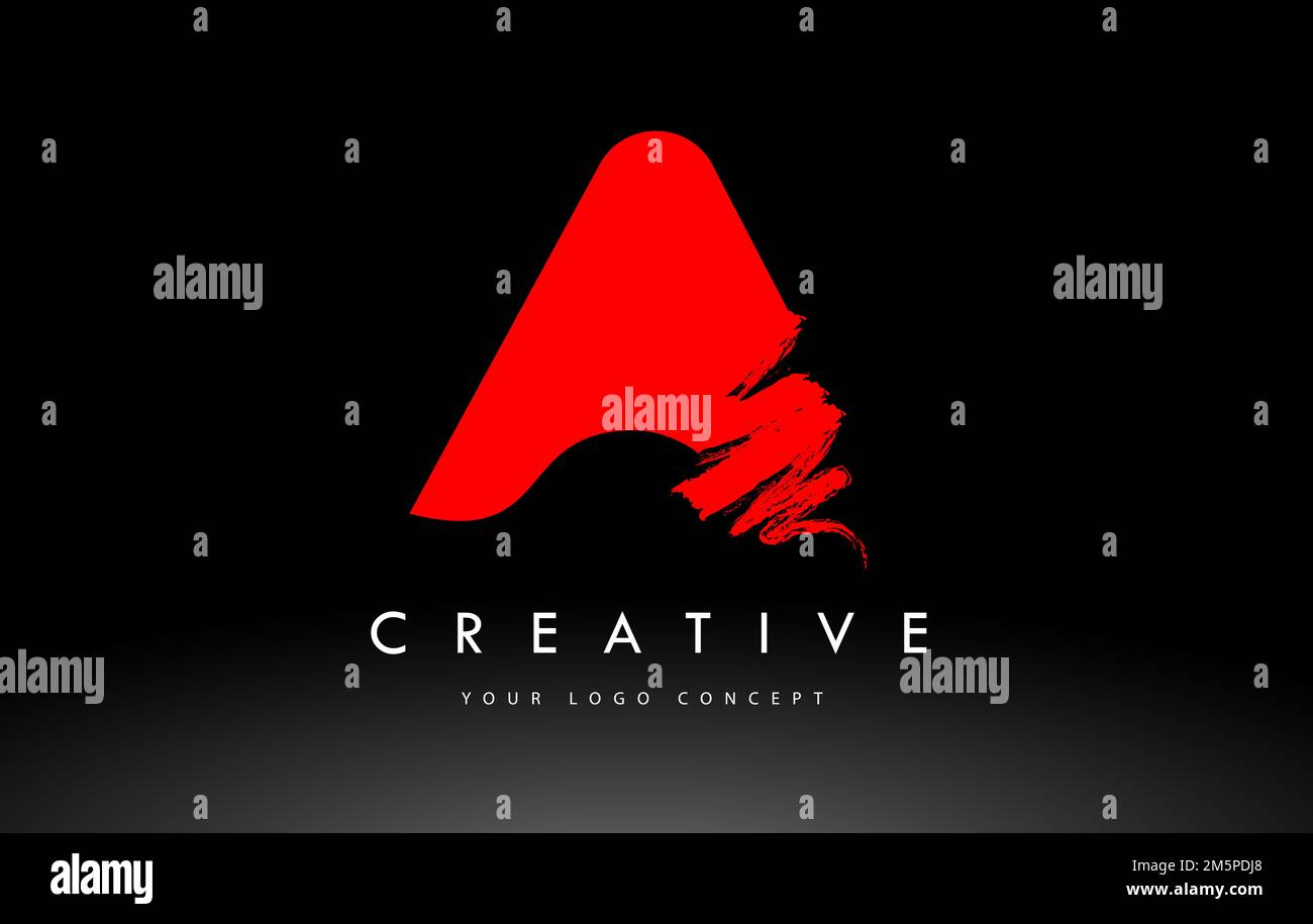 A Brushed Letter Logo. Red Brush Letters design with Artistic Brush ...