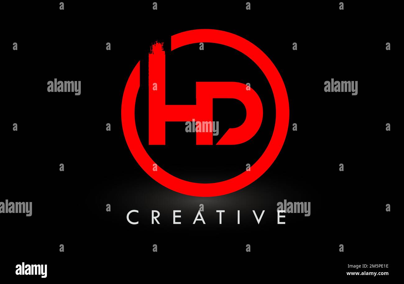 HD Brush Letter Logo Design with Red  Circle. Creative Brushed Letters Icon Logo. Stock Vector