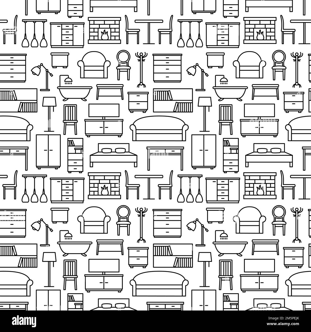 Seamless pattern with furniture icons, vector illustration Stock Vector ...