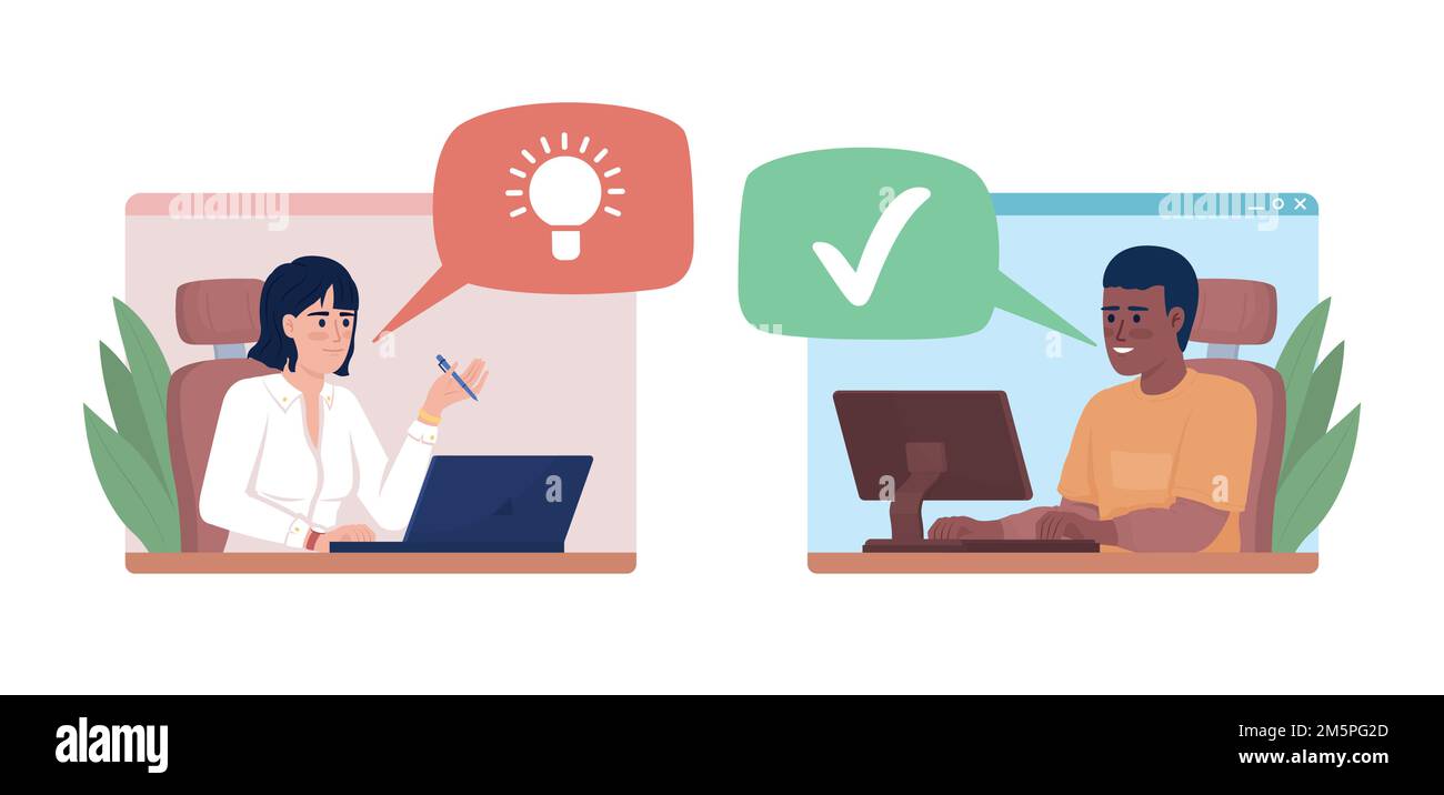Online meeting flat concept vector illustration Stock Vector
