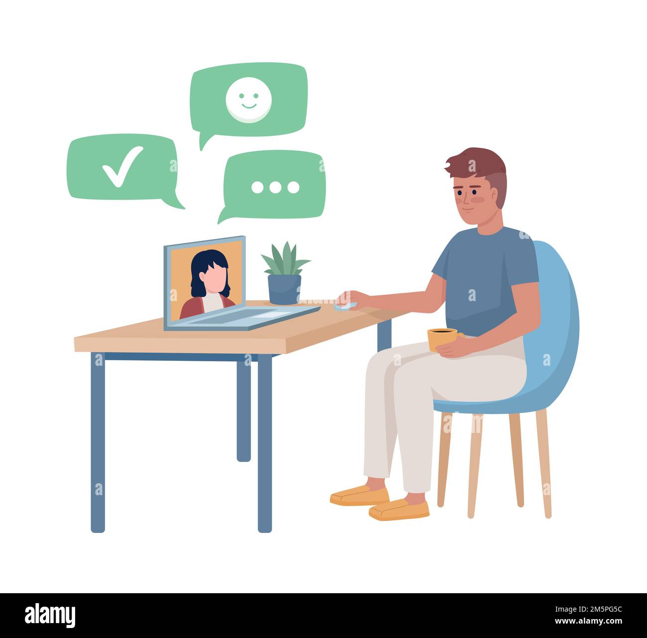 Satisfied feedback semi flat color vector character Stock Vector
