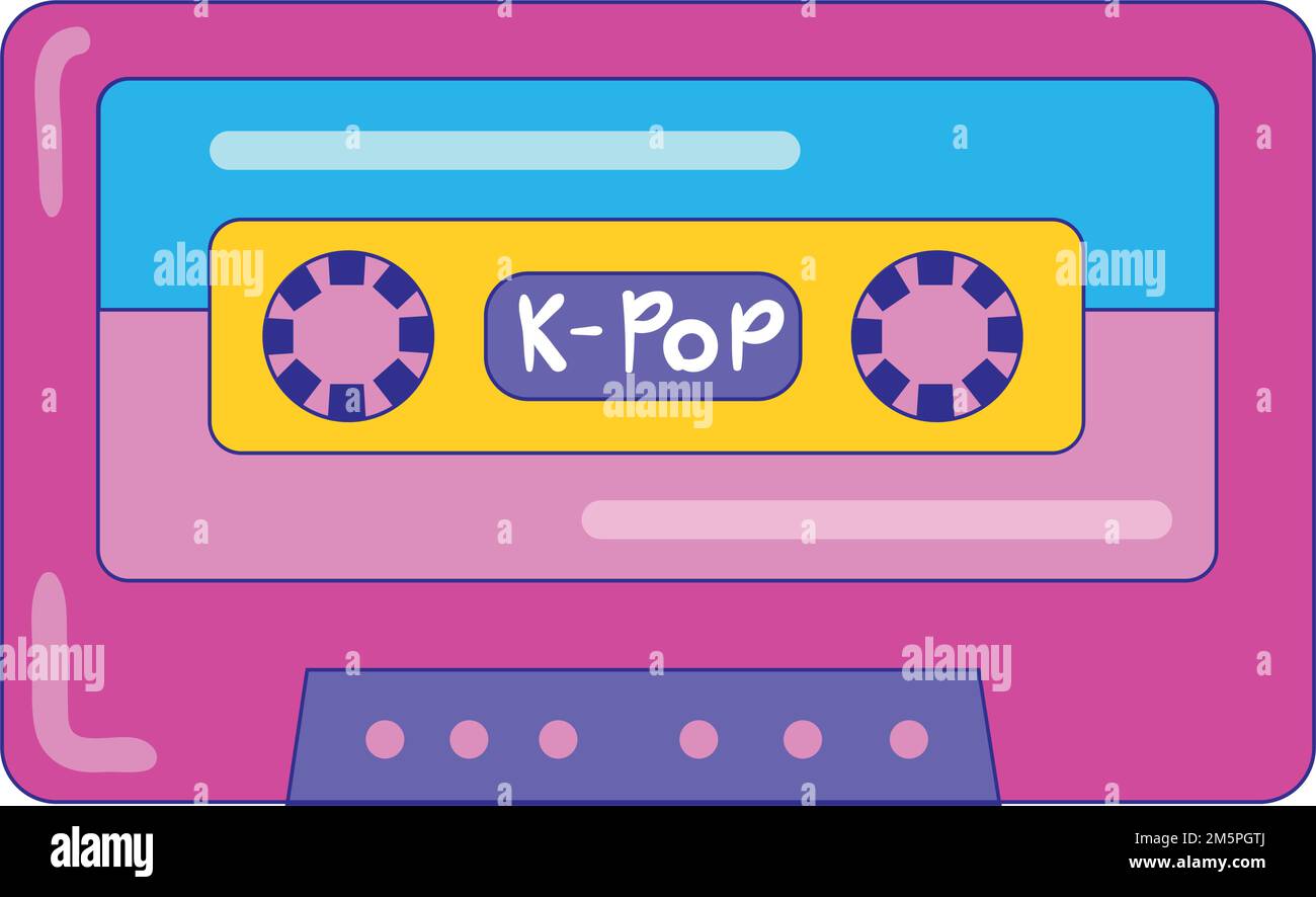 pink cassette k-pop style Stock Vector