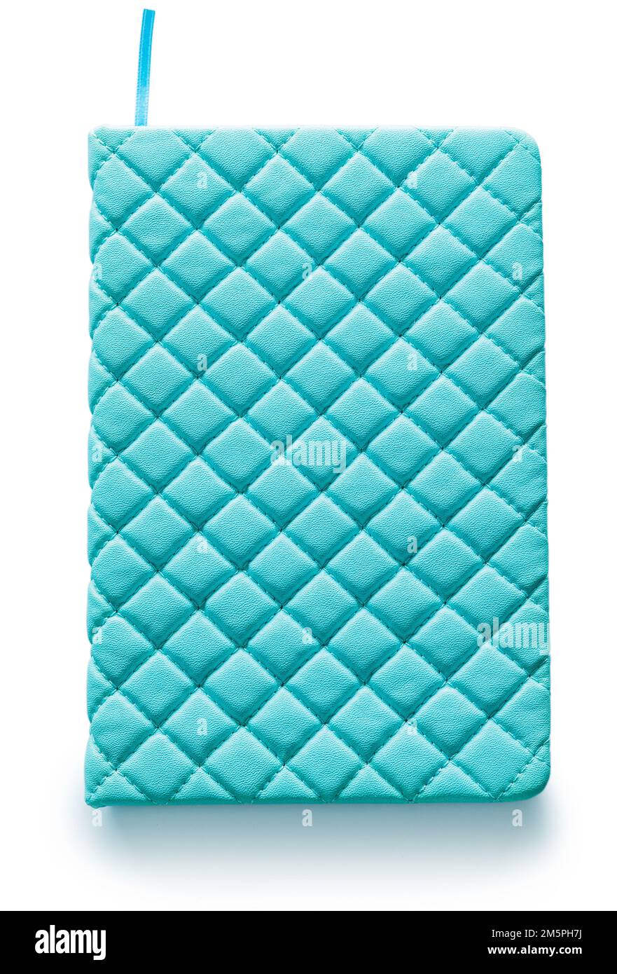 blue colored soft leather isolated notepad Stock Photo