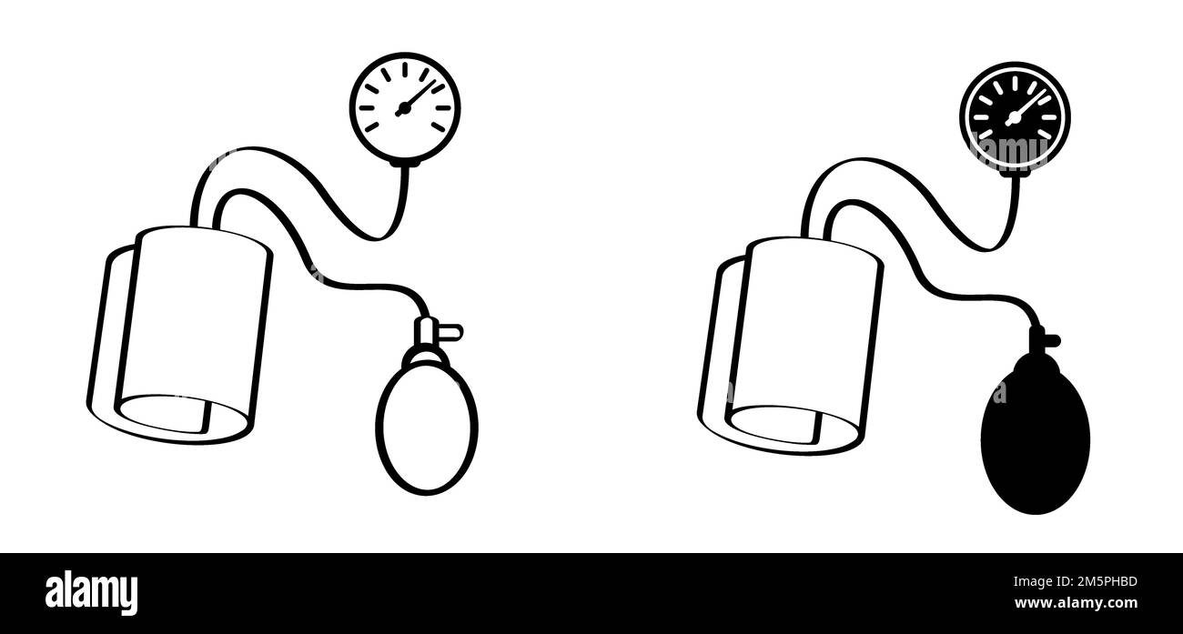 Cartoon blood pressure monitor, Medical tonometer. Pressure blood high