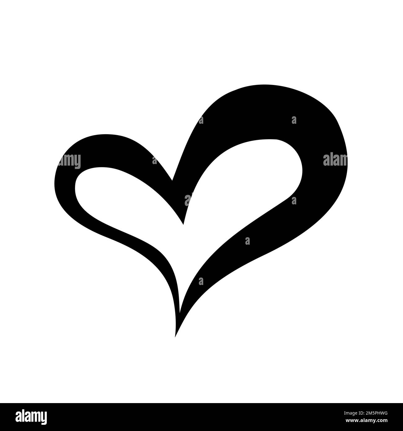 Heart hand drawn with ink brush isolated on white background Stock ...