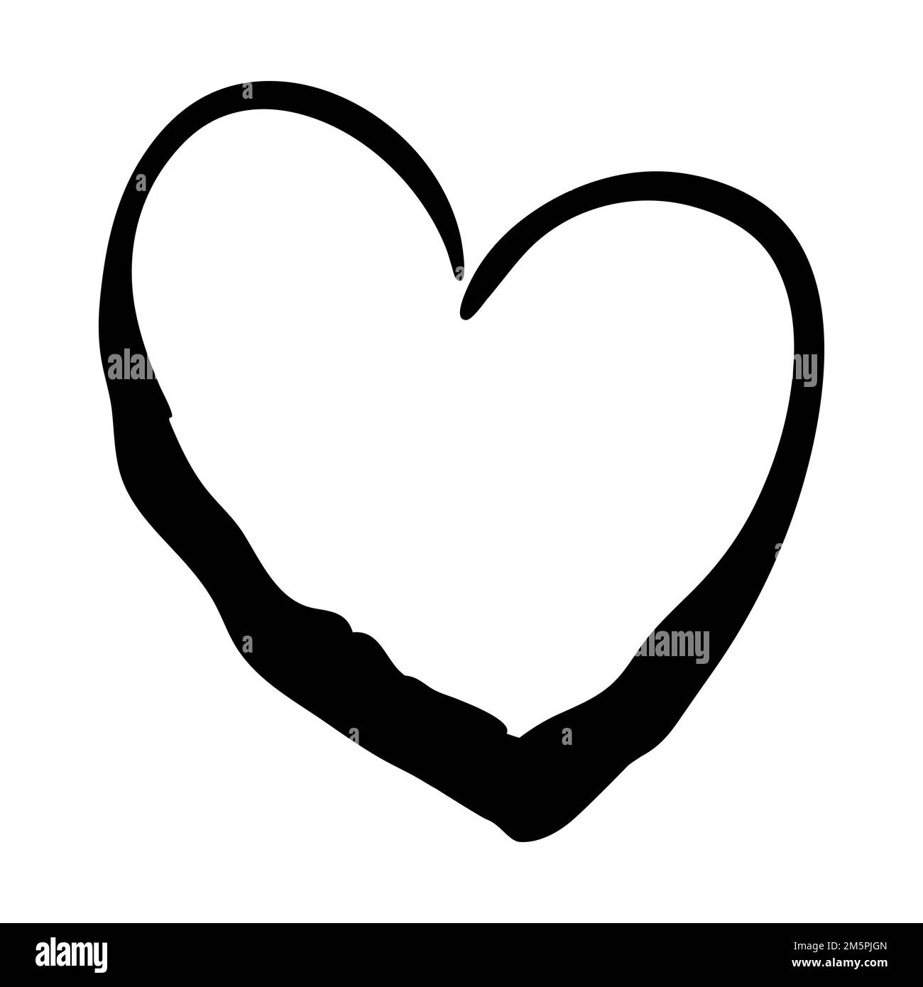 Heart hand drawn with ink brush isolated on white background Stock ...