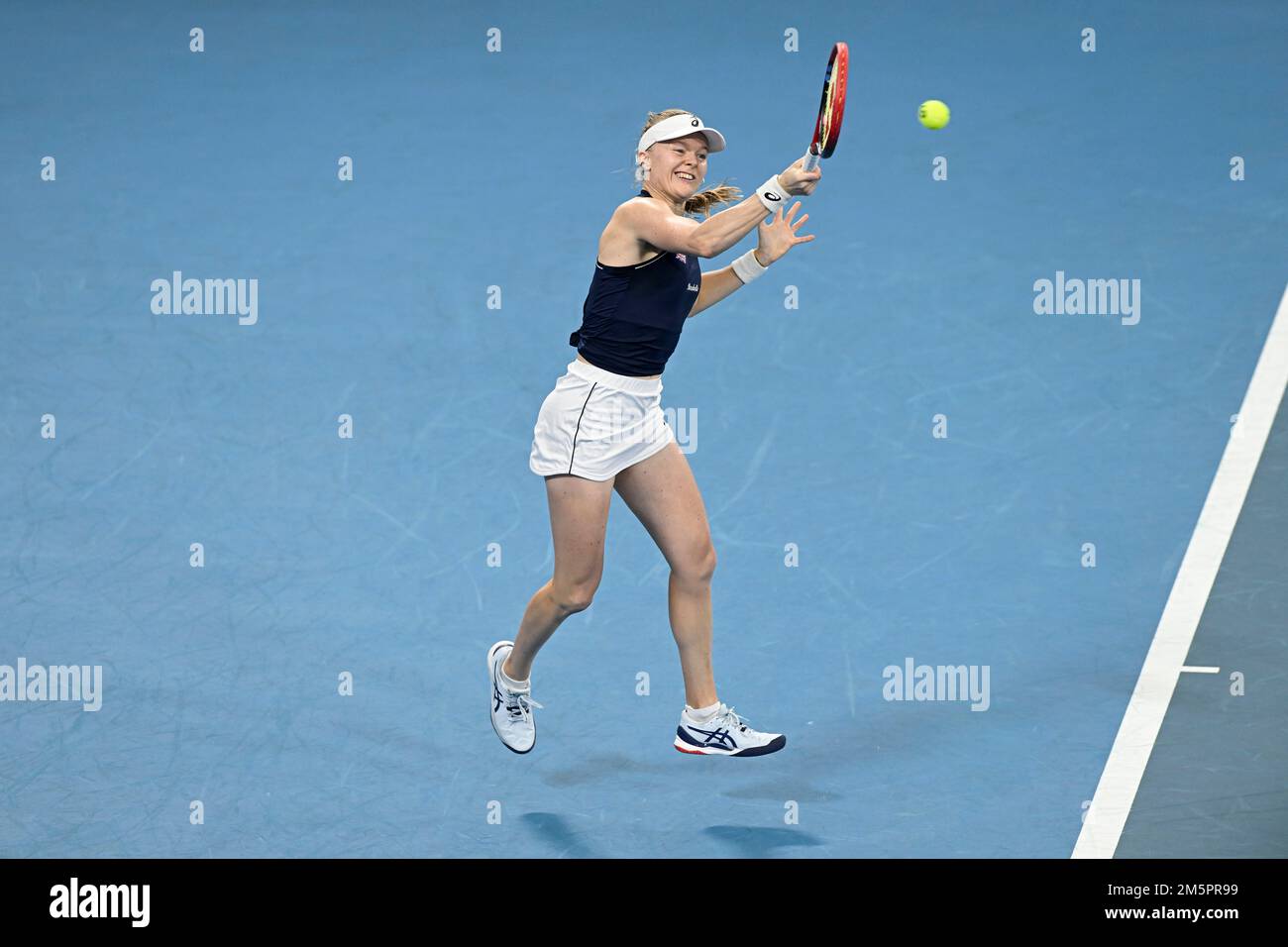30th December 2022; Ken Rosewall Arena, Sydney, NSW, Australia: United Cup Tennis, Day 2, Australia versus Great Britain; Harriet Dart of Great Britain hits a forehand to Maddison Inglis of Australia Stock Photo