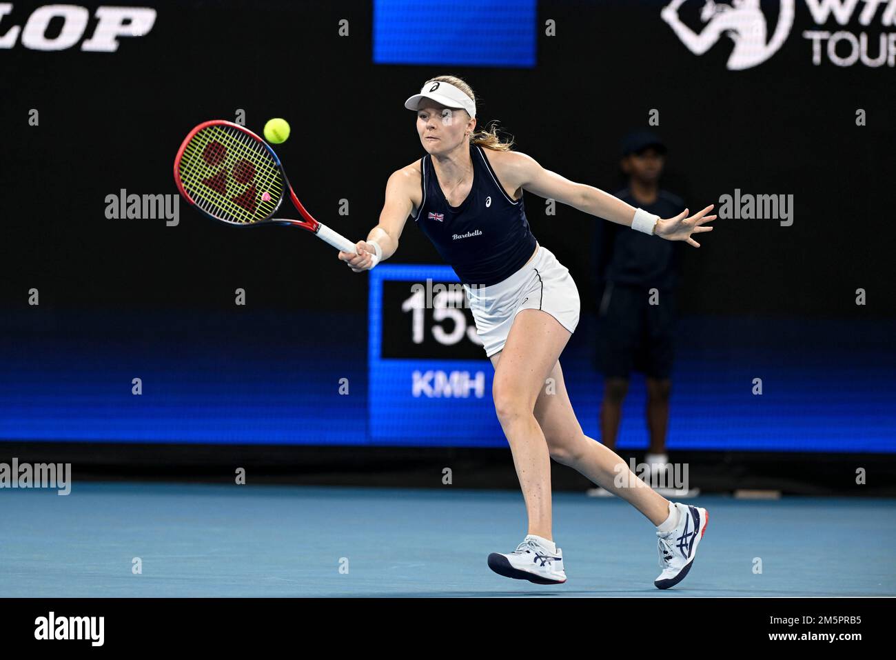 30th December 2022; Ken Rosewall Arena, Sydney, NSW, Australia: United Cup Tennis, Day 2, Australia versus Great Britain; Harriet Dart of Great Britain hits a forehand to Maddison Inglis of Australia Stock Photo