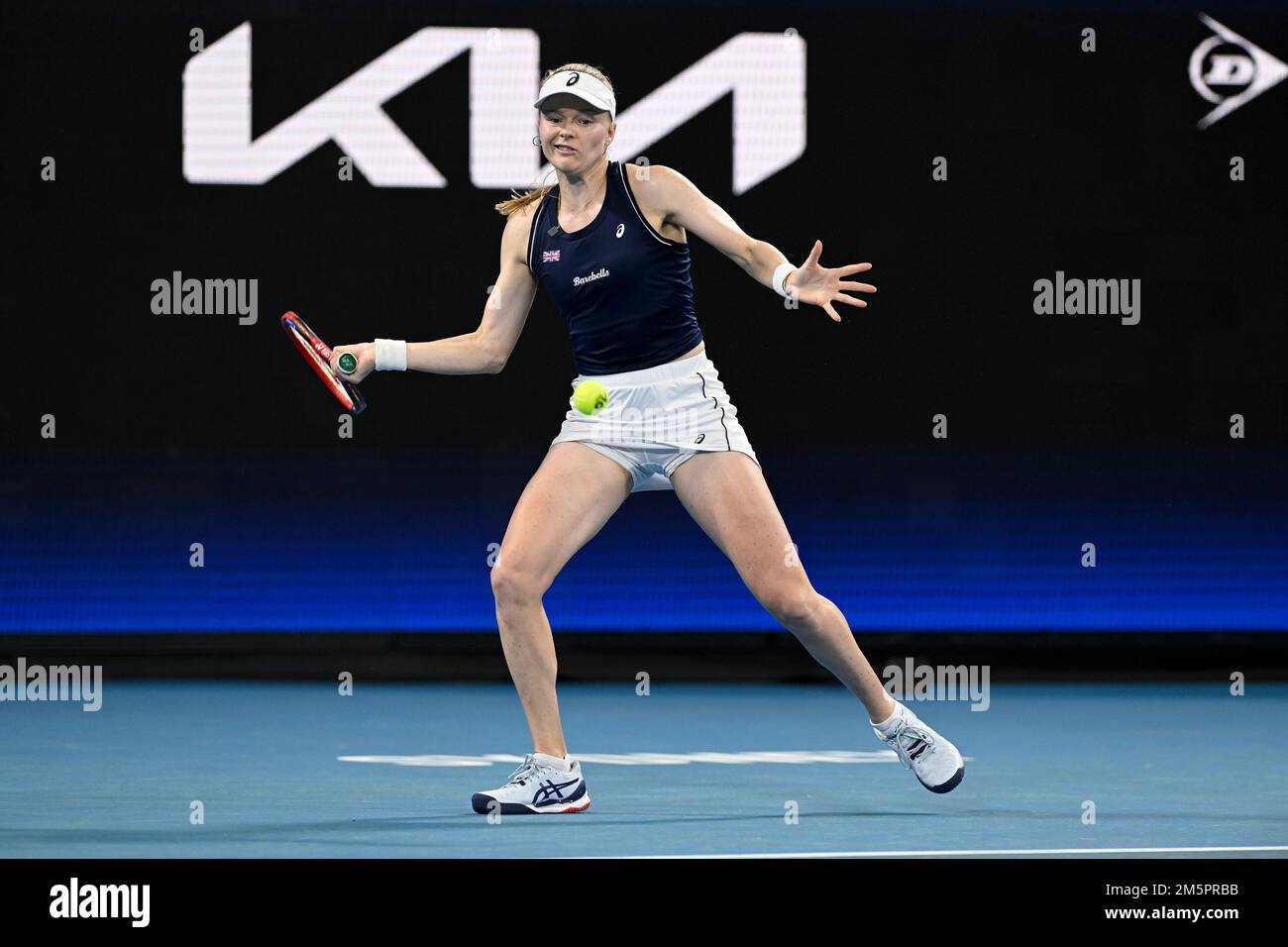 30th December 2022; Ken Rosewall Arena, Sydney, NSW, Australia: United Cup Tennis, Day 2, Australia versus Great Britain; Harriet Dart of Great Britain hits a forehand to Maddison Inglis of Australia Stock Photo