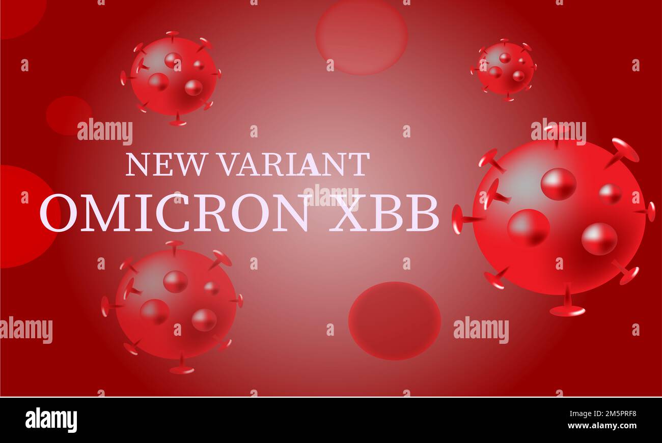 coronavirus omicron XBB varient with background and text new variant omicron xbb. 3D illustration. covid 19 varirient and global pandamic. Stock Photo