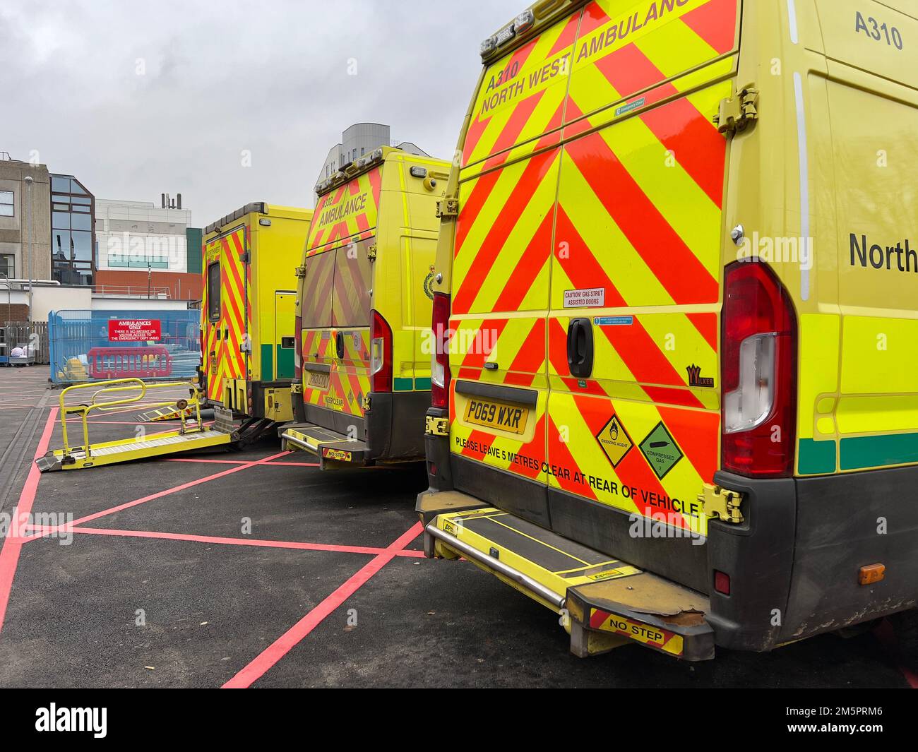 Rear of Ambulance Vehicles Stock Photo