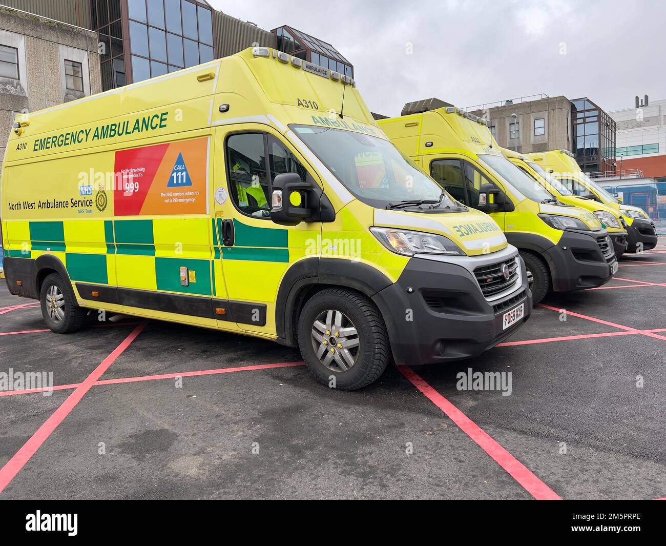 Row of Ambulances Stock Photo