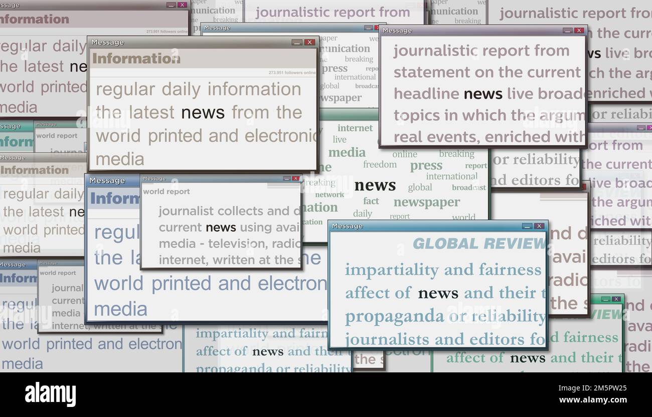 News headline news across international media with information overload ...