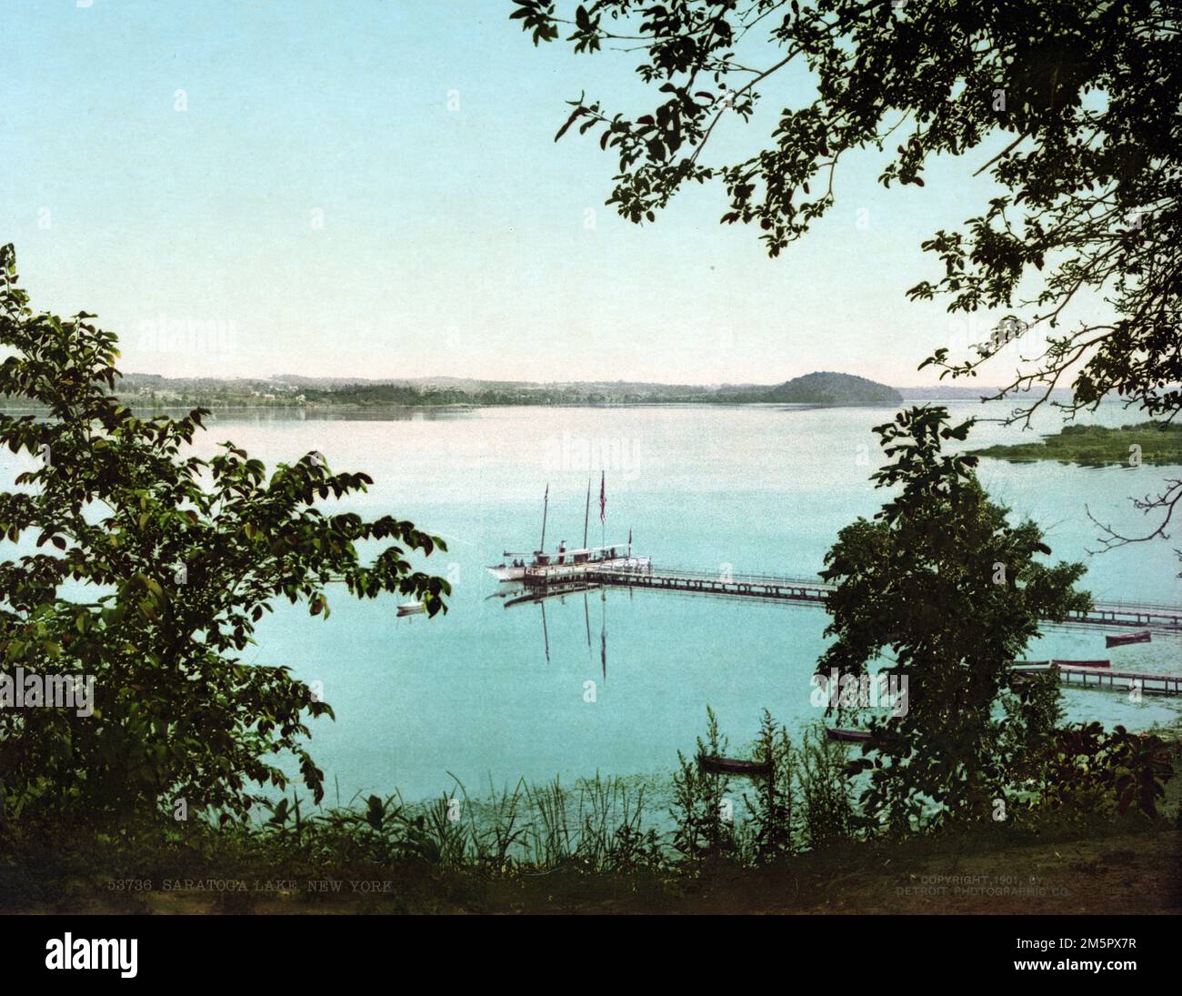 Saratoga Lake, New York, USA c 1901 - Detroit Publishing Co - Photochrom print Stock Photo