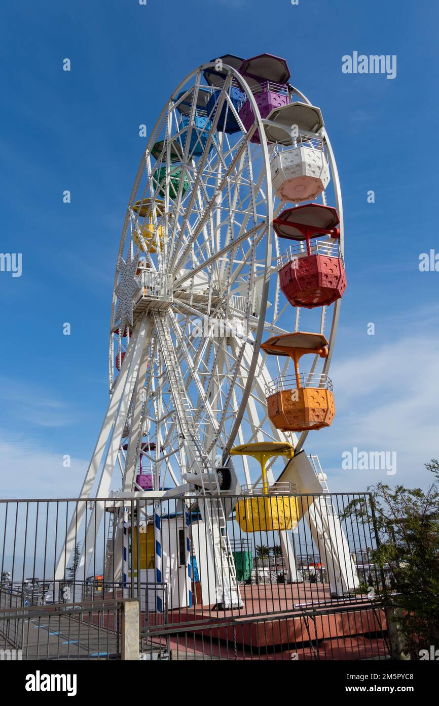 Ferris wheel Giradabo in Tibidabo Amusement Park, Barcelona, Spain Stock Photo